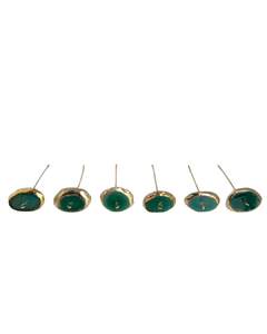 Kit de 6 espetos de petisco em ágata verde com borda banhada a ouro - loja online