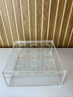 vaso caixa em acrilico para flores com água