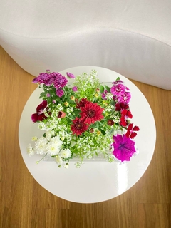 vaso caixa em acrilico para flores com água