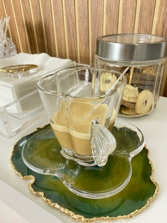 Platter de ágata verde banhado a ouro