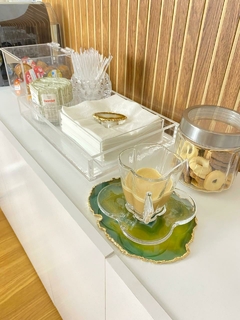 Imagem do Platter de ágata verde banhado a ouro