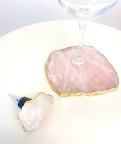 Topper de vinho + platter de quartzo rosa