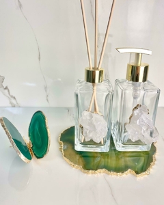 Kit lavabo - saboneteira e difusor cristal banhado