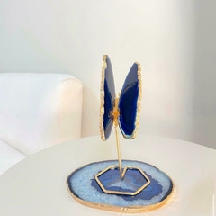 Platter de ágata azul banhado a ouro