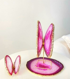 Platter de ágata banhado a ouro - rosa