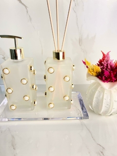 trouxinha murano banheiro kit lavabo bandeja diamantada acrílico