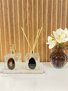 Kit lavabo - saboneteira e difusor ágata preta