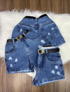 Short jeans com cinto