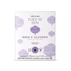 Sabonetes Cuide-se Bem Rosa e Algodão 4x80g CadaSabonetes Cuide-se Bem Rosa e Algodão 4x80g Cada - comprar online