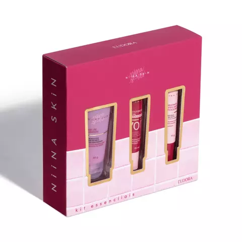 Kit Essenciiais Niina Skin: Gel de Limpeza 30ml + Hidratante Matificante 15g + Protetor Solar 15ml - comprar online