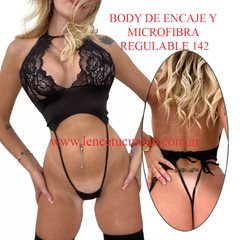 LADY BODY DE ENCAJE Y MICROFIBRA REGULABLE NEGRO 142N