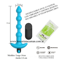 ST PLUG ANAL O VAGINAL HUGO ESCALONADO CON VIBRADOR Y CONTROL REMOTO REGARGABLE CELESTE 20015