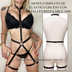 ANA ARNES COMPLETO DE ELASTICO GRUESO CON DETALLES REGULABLE NEGRO 3400N TU