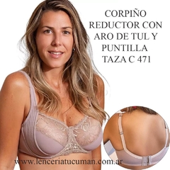 MEU BEM CORPIÑO REDUCTOR CON ARO DE TUL Y PUNTILLA VISON TAZA C 471VI