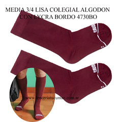CIUDADELA MEDIA 3/4 LISA COLEGIAL ALGODON CON LYCRA BORDO 4730BO