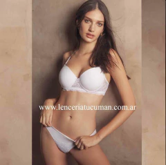 LODY CONJUNTO TAZA SOFT CON ARO DE MICROFIBRA CON PUNTILLA Y COLALESS BLANCO 5208B