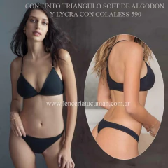 LODY CONJUNTO TRIANGULO SOFT DE ALGODON Y LYCRA CON COLALESS NEGRO 590N