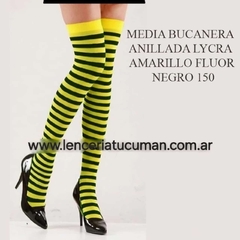 MALENA MEDIA BUCANERA ANILLADA LYCRA AMARILLO FLUOR NEGRO 150AMFN