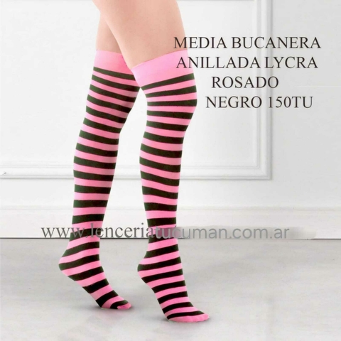 MALENA MEDIA BUCANERA ANILLADA LYCRA ROSADO NEGRO 150RON