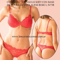 ANDRESSA CONJUNTO TRIANGULO SOFT CON BASE DE PUNTILLA Y COLALESS ROJO L 5673R - comprar online