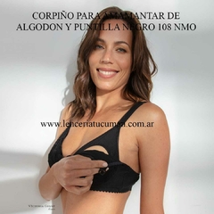 VICTORIA COSSY CORPIÑO PARA AMAMANTAR DE ALGODON Y PUNTILLA NEGRO 108 NMO - comprar online