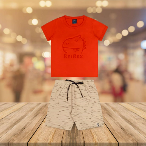 Conjunto Infantil com Estampa Relevo de Dino - ReiRex - comprar online