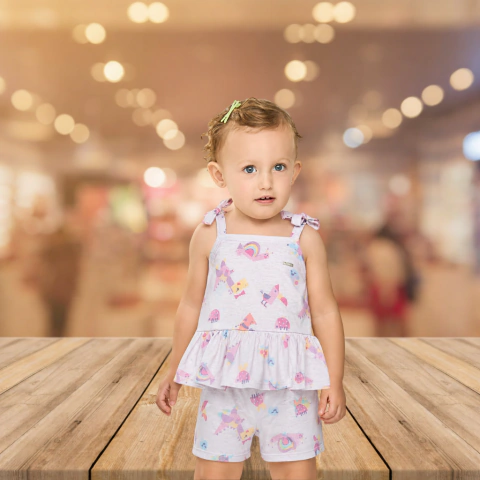 Conjunto Bebê Menina Alças Com Laços Elian