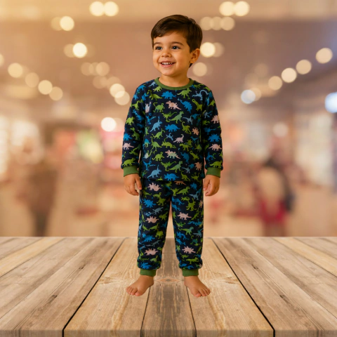 Conjunto Pijama Inverno Fleece Dinosauro