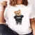 Camiseta informal con estampado de oso para mujer