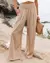 Pantalones holgados de algodón y lino de pierna ancha para mujer - tienda en línea