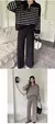 Top de punto a rayas y pantalones acampanados - tienda en línea