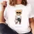Camiseta informal con estampado de oso para mujer