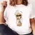 Camiseta informal con estampado de oso para mujer