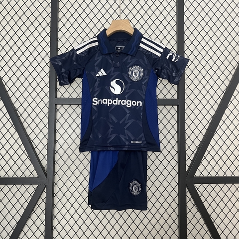 Kit Infantil Manchester United Away 24/25 Torcedor Adidas - Azul