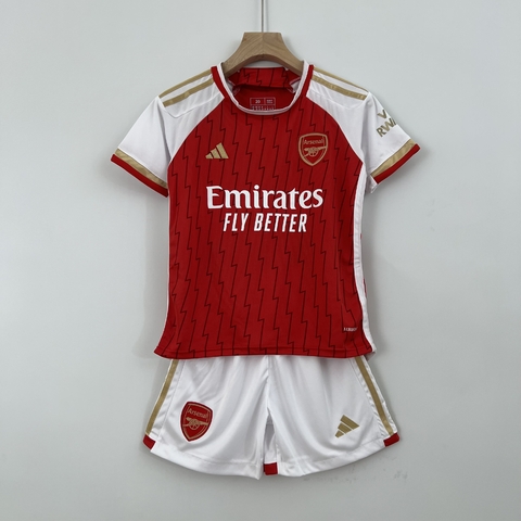 Kit Infantil Arsenal Third 23/24 Torcedor Adidas - Vermelho/Branco