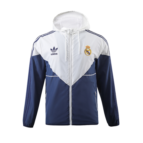 Jaqueta Corta Vento Real Madrid 23/24 Adidas - Branca e Azul
