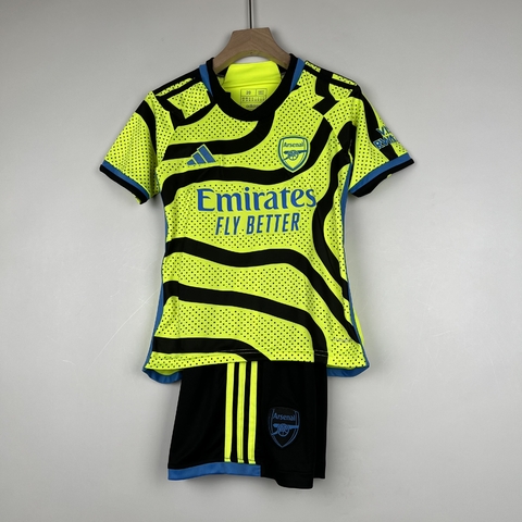 Kit Infantil Arsenal Away 23/24 Torcedor Adidas - Amarelo/Preto
