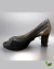 Sapato de Salto Preto e Dourado Luisa Perea