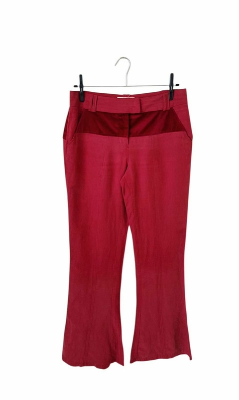 Calça de Veludo e Linho Vermelha Cris Barros