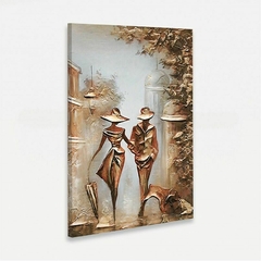 Quadro Abstrato Casal Caminhando Vintage Tela Artística - comprar online