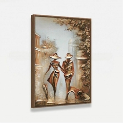 Quadro Abstrato Casal Caminhando Vintage Tela Artística - loja online