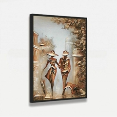 Quadro Abstrato Casal Caminhando Vintage Tela Artística na internet