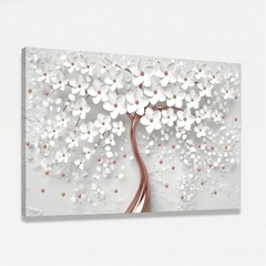 Quadro Decorativo Flores Cerejeira Branca e Rose Gold - comprar online