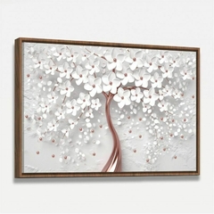 Quadro Decorativo Flores Cerejeira Branca e Rose Gold - loja online