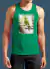 Regata masculina verde com estampa de periquito-de-encontro-amarelo.