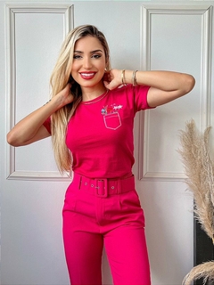 TSHIRT FEMININA ALGODÃO BOLSO FLORES na internet