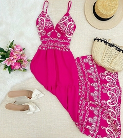 Vestido Longo barrado pink