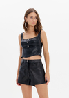 Blusa Corset Cropped De Alças Com Zíper