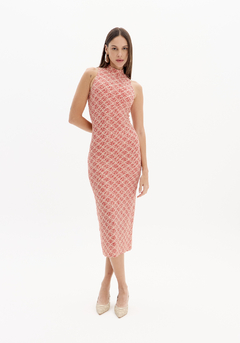 Vestido Super Midi Estampado Com Gola Alta - comprar online