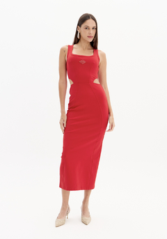 Vestido Super Midi Justo Com Recortes Laterais na internet